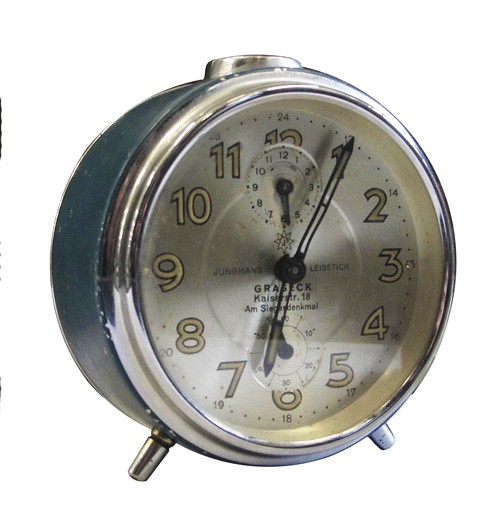 Metal Vintage Graseck Blue and Silver Alarm Clock