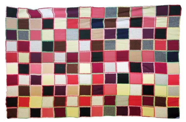 Multi-colored Vintage Patchwork Blanket with Thick Stitching