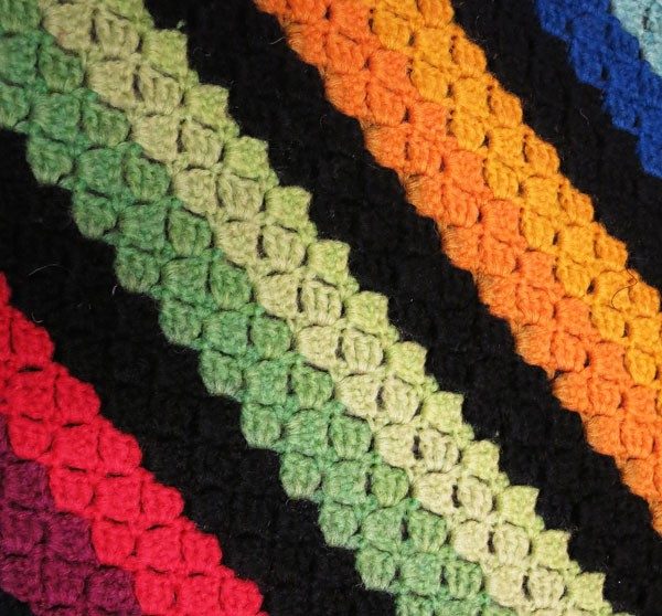 Vintage Rainbow and Black Diagonal Stripes Blanket