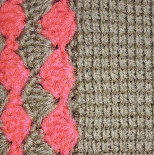 Brown and Pink Crochet Acrylic Blanket
