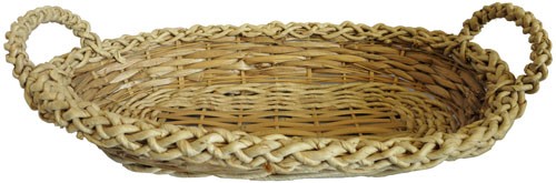 Oblong Shallow Basket with Handles