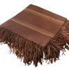 Brown Wool Plaid Blanket with Fringe