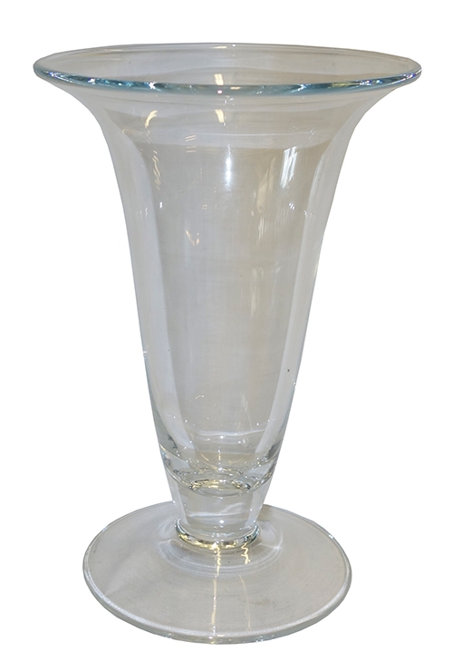 Clear Glass Handblown Trumpet Flare Vase