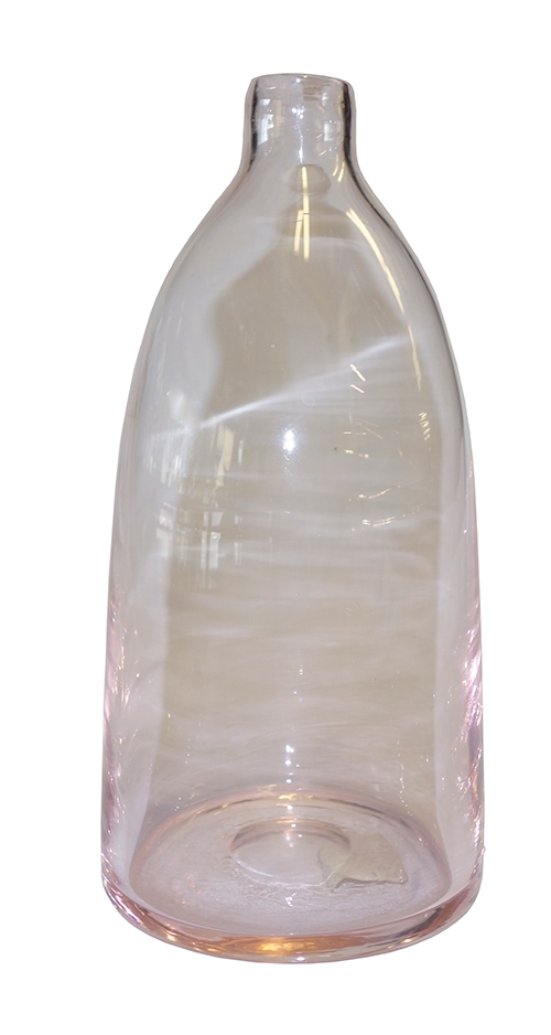 Pink-Tinted Handblown Glass Bottle