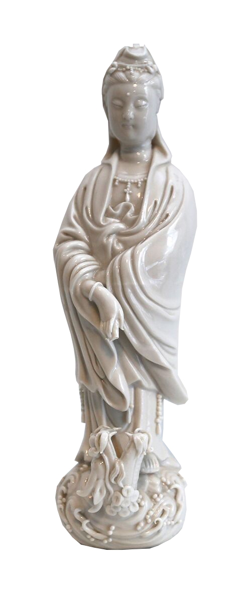 White Porcelain Figurine of Buddhist Goddess Quan Yin,