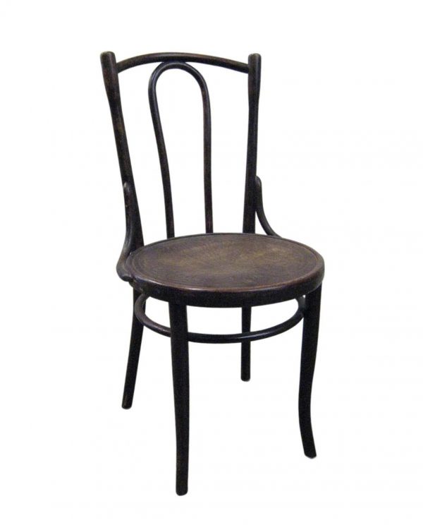 Dark Brown Wood Cane Back Chair With Engraved Design Seat