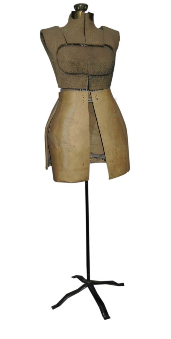 Antique Adjustable Dress Form with Brass Details