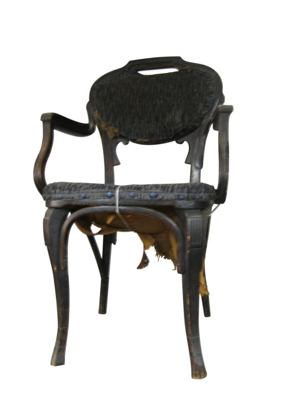 Victorian Ebonized Chair w/ Distressed Cut Velvet Seat And Back (BK)