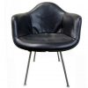Black Leather Eames Shell Chair