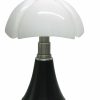 Gae Aulenti Adjustable Height Table Lamp With White Acrylic Shade And Black Stainless Base