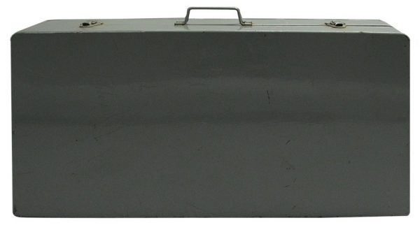 Vintage Metal Collapsible Camping Table. Folds Into Case With Container For Four Camping Stools (No 20260)