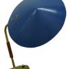 Vintage Metal Desk Lamp With Blue Enamel Pivoting Shade
