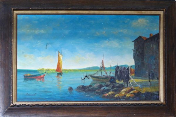 Original Oil Seascape In Antique Frame (Cleared).
