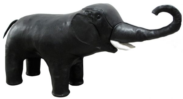 Vintage 1960s Standing Leather Covered Elephant