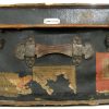 Antique Black Leather Trunk With Travel Stickers (BK)