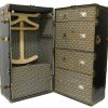 Antique Black Steamer Trunk With Gold Accents (BK)