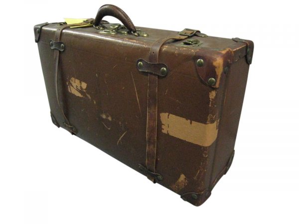 Antique Brown Suitcase With Brass Studs