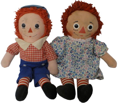 antique raggedy ann and andy dolls