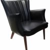 Black Vintage Club Chair w/Wooden Legs (BK)