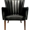 Black Vintage Club Chair w/Wooden Legs (BK)