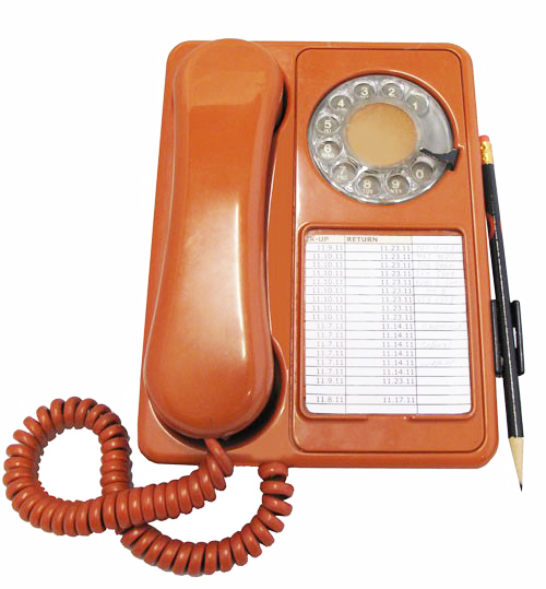 Vintage Orange Rotary Phone with Pencil Holder - Lost and Found