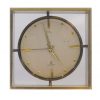 Metal and Lucite Square Gold Clock