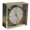 Metal and Lucite Square Gold Clock