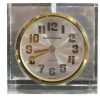 Lucite Clear Vintage Seth Thomas Freestanding Silver and Gold Face Clock