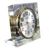 Lucite Clear Vintage Seth Thomas Freestanding Silver and Gold Face Clock