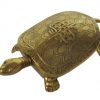 Brass Turtle Figurine with Ornate Shell Design Lid