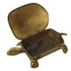Brass Turtle Figurine with Ornate Shell Design Lid