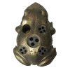 Cast Metal Frog Figurine Stem Holder with Holes