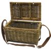 Brown Wood Picnic Basket with Leather Strap