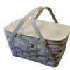 White Wood Picnic Basket with Hinged Lid and Two Handles