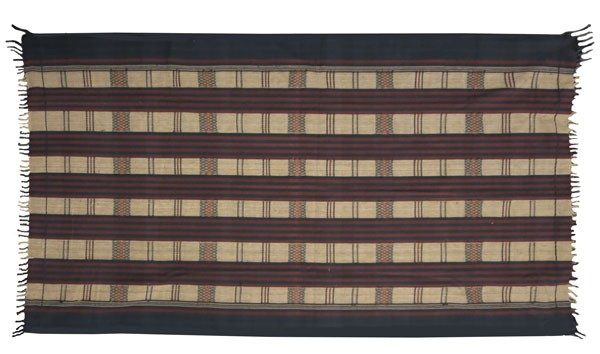 Reversible Striped Moroccan Pattern Mat with Tasseled Ends