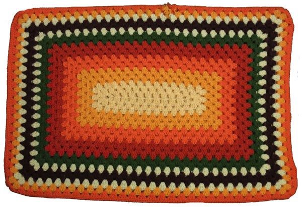 Red Orange and Yellow Vintage Crochet Acrylic Pillowcase