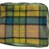 Green Fringe Wool Blanket with Coordinating Zipper Case