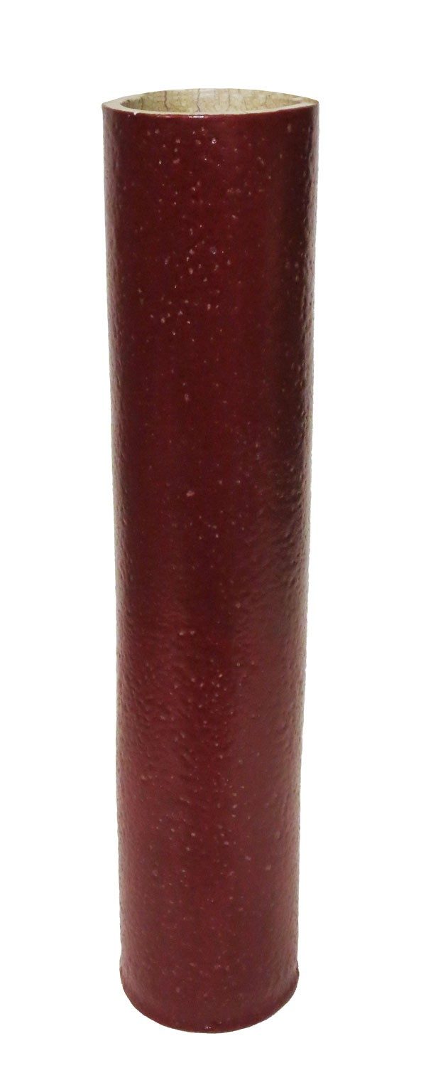 Dark Red Cylinder Raku Glaze Vase