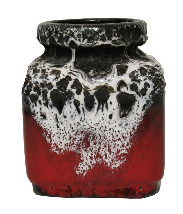 Red and Black Vintage Wide Mouth Square Vase
