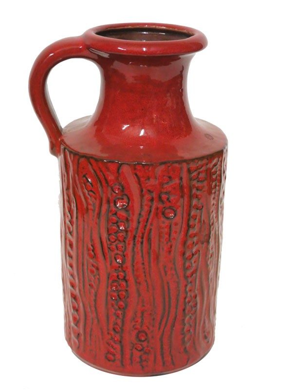 Red Ceramic Vintage Bubble Design with Handle