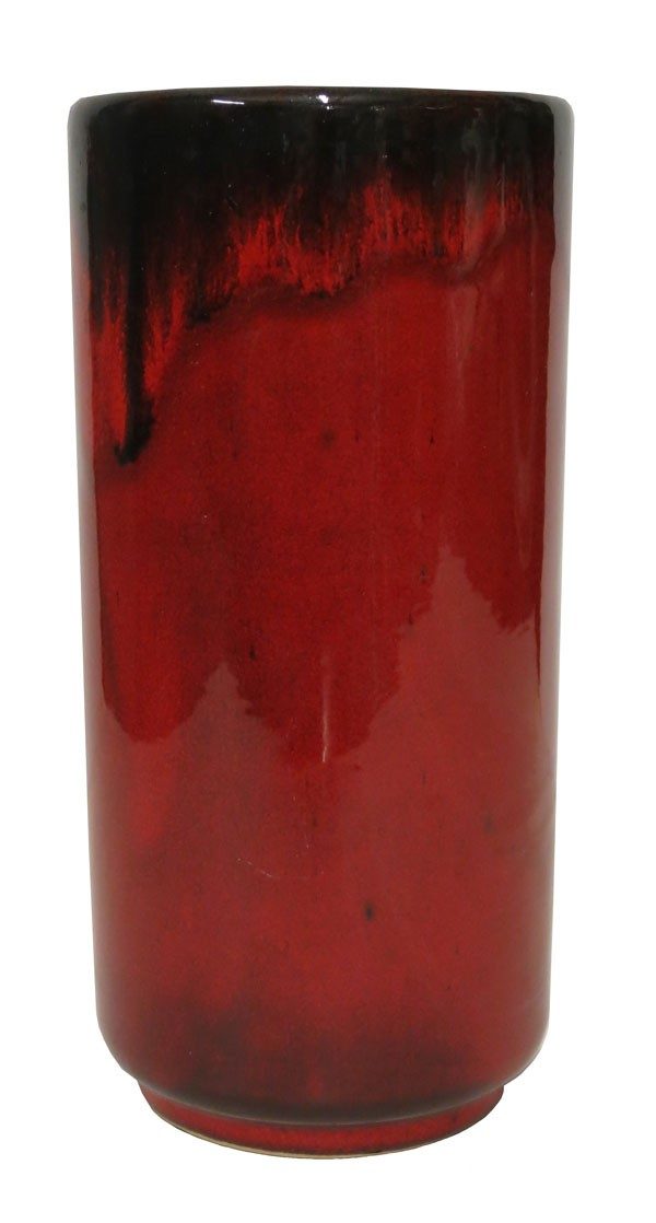 Vintage 1960's West German Red and Brown Glossy Vase