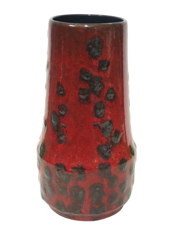 Vintage 1960's West German Red and Black Vase