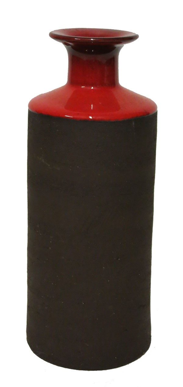 Ceramic Brown and Bright Red Vase