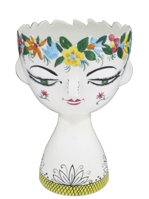 Ceramic White Italian Painted Sculpted Head Planter - Lost and Found