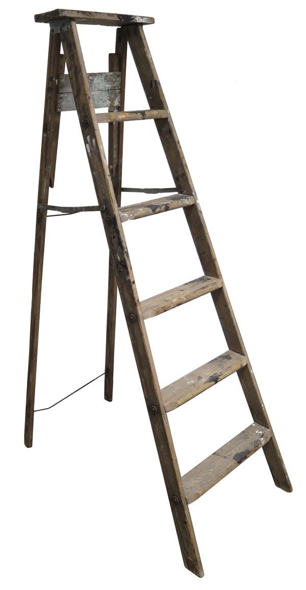 Vintage Light Brown Wood Ladder with Paint Splattering (BK)