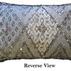 Vintage Moroccan Embroidered Black Pillow with Metal Spangles and Reverse White Side
