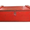 Red Painted Chest / Trunk with Pale Green Interior