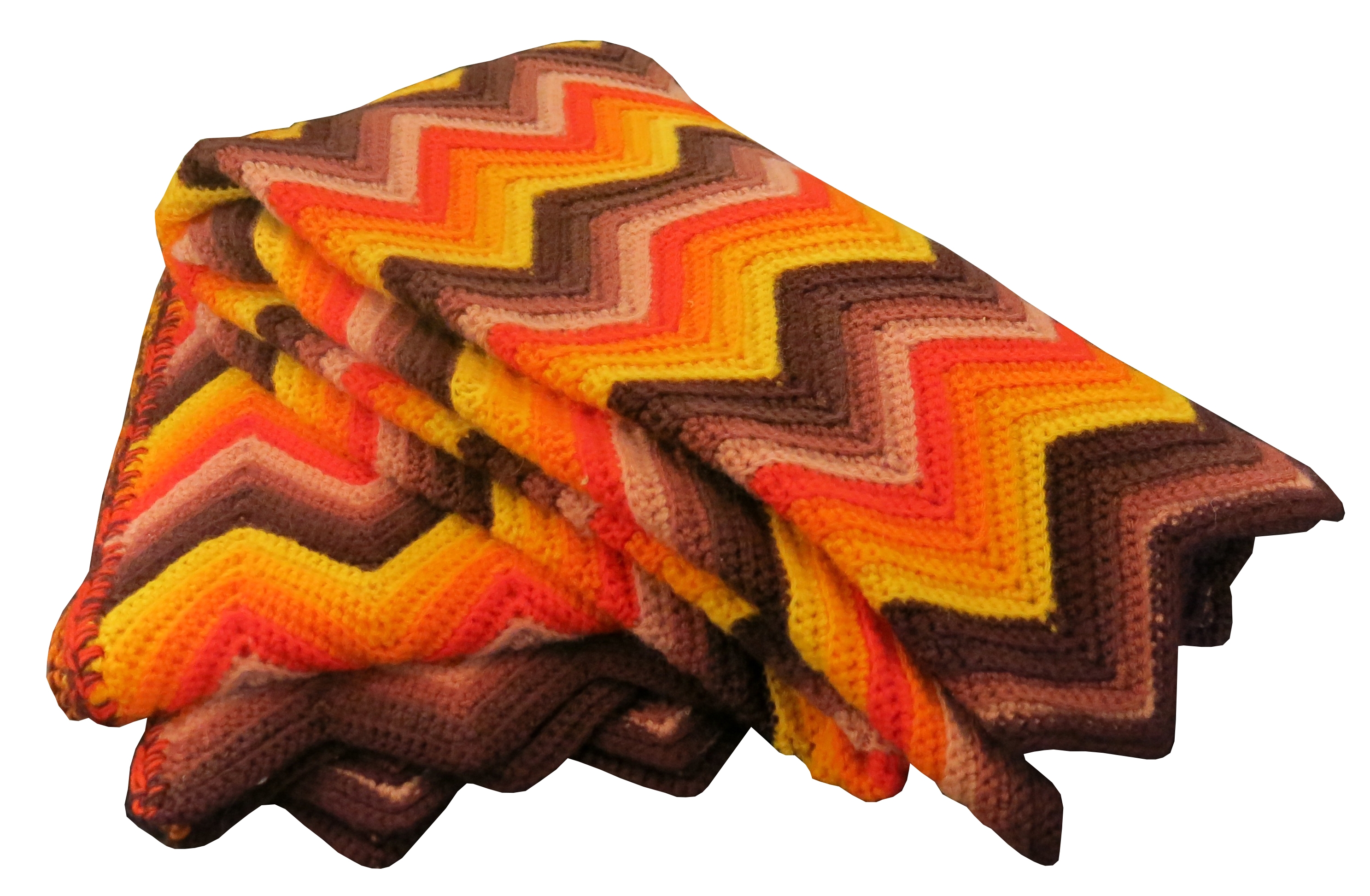Yellow 1970\'s - Zig Found Afghan Brown, Orange, Lost Zag and